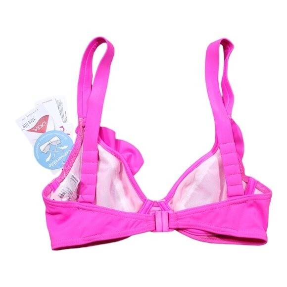 Freya In The Mix Underwire Banded Halter Bikini Swim Top Size 28D Pink Seamed - Picture 2 of 9